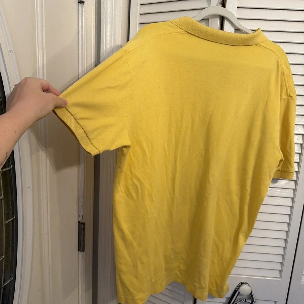 Polo Ralph Lauren Golf Shirt Mens Yellow Short Sleeve Purple Horse Cotton Sz L